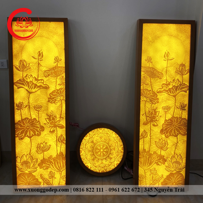 Bộ Ba Tranh Trúc Chỉ Mandala Và Sen Trăng TTC- 13